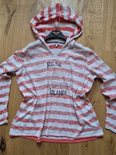 Damen Kapuzen Pullover Gr.46 SOCCX rot/weiß maritim 