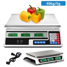 Waage Digital bis 40kg Große Küchenwaage Obstwaage mit LCD Display Ladenwaage