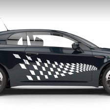 Autoaufkleber Karo Dekor Rennflagge Flagge Seitendekor Aufkleber Auto #1254