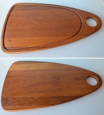 Kultiges 60er-Jahre Teakholz Schneidebrett Servierbrett Küchenbrett 50 x 30 cm