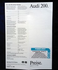 AUDI 200, Typ 44, Preisliste