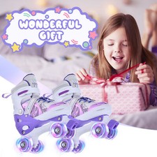 TOMSHOO Rollschuhe Kinder Roller Skates mit 4 Größen Verstellbar LED Rädern