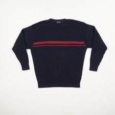 BARISAL Herren Pullover Gr. XL dunkelblau rot Strickpullover Langarm Rundhals Ba