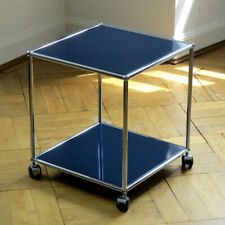 * USM Haller Beistelltisch TV Rack Tisch Blau Stahlblau, auf Rollen * 50x50 cm *