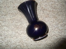 VASE 100 % cobalt Höhe ca. 14 cm neu BLUMENVASE Goldverzierung 