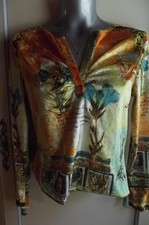 Außergewöhnliche Vintige Bluse Shirt m.Pailletten-Applikationen,tolle Farben S/M