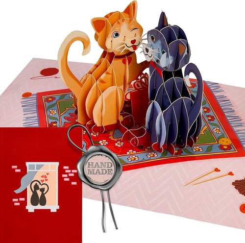 Pop katzen grußkarte - pop-up, katzen-grußkarte