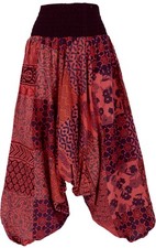 Sommerliche Aladinhose Patchwork Pluderhose, Hippie Hose - rot