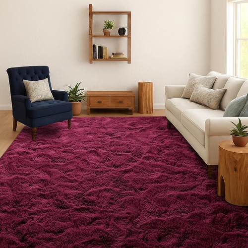 Bordeauxrote hochflor teppich - bordeauxrote,