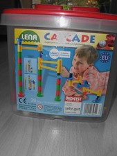 Lena Cascade Kugelbahn, Murmelbahn im praktischen Eimer, 29 Teile plus Murmeln