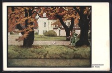 Künstler-AK Ernst Liebermann: Im Park, Liebende bei Herbstspaziergang 