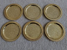 Set aus 6 Vintage Messing Thalis – Deko Teller / Puja Platten / Servierteller