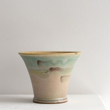 Hildegard Delius Rheinsberg Bechervase Keramik handbemalt um 1930 Laufglasur