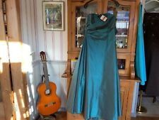 Schickes Abend Cocktail Kleid Gr. 38 Neckholder türkis Satin Pailletten lang