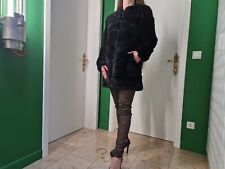 Mango Fake Fur Langarm Parka Mantel Jacke Bluse Club Festival S M 36 38 schwarz 