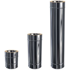 Edelstahlschornstein Längenelement Rohr doppelwandig DW 120 mm Ofen Kamin 0,5mm