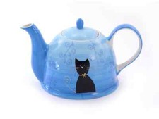 Cha Cult Teekanne Filou 1,5l - Katzen-Motiv - handbemalte Keramik ; Goldauflage