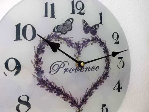 Glas wanduhr 30cm - wanduhr, lavendel