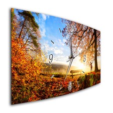 BM Wanduhr 44 cm x 22 cm leises Uhrwerk Funkwanduhr 8101-1a Wald Hirsch Natur