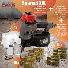 MAUK® Druckluft Nagelpistole MCN55 Coilnagler Sparset XXL Inklusive Munition
