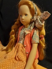 ruth treffeisen Künstlerpuppe 51cm groß Zöpfe rothaarig Schleife zauberhaft