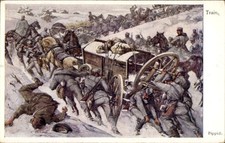 Künstler Ak Pippich, KuK Armee, Versorgungs-Train im Winter, I WK - 11078275