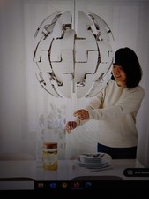 IKEA PS 2014 Design Hängeleuchte Pendelleuchte weiß silber (F24-118) 52cm Durchm