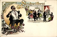 Litho Strohwitwer, Strohwitwerball, Tanzende Menschen, Blumen - 11211949