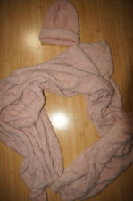 2x Set von Zara Damen Mütze & XXL-Schal rosa altrose nude flauschig NEU