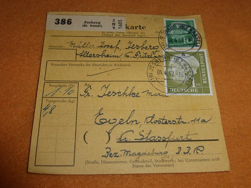 Bund heuss paketkarte - bund, 1