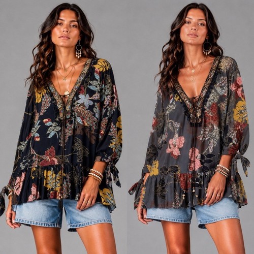 Damen tunika boho bluse hippie - tunika,