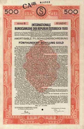 österreich bundesanleihe 1930 - bundesanleihe,