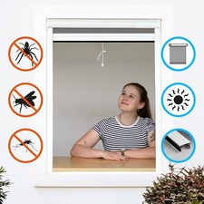 Insektenschutz Rollo kürzbar Aluminium Fliegengitter Fenster 100x160 - 160x160