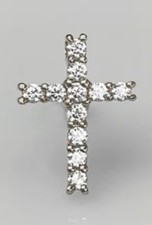 Kreuz Ohrstecker 14k Weißgold mit echten Diamanten, wie NEU, 14 Karat Weißgold