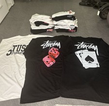NEUE 25 Stüssy t-Shirts Schwarz/weiß Mit Backprint S/M/L