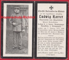 org. Sterbebild: 1.WK Soldat 1.bayer.Armierungs-Bataillon 1.Kompanie 07.01.1917