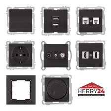 Schalter Steckdosen Taster USB Rahmen Schwarz Unterputz Modern Zeitlos CANDELA