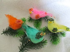 8 GLITZER-VÖGEL 12x4cm echte Federn Clip Deko Merry Christmas Christbaum Schmuck