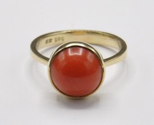 Koralle Sardegna Solitär Ring 585 Gold Vintage Neu wertig