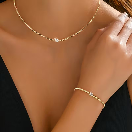 Goldfarbenes schmuckset - goldfarbenes, –