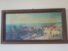 DDR VEB Carl Spitzweg Bild, Wandbild Das Städtchen, Öl ?auf Pappe Vintage ***
