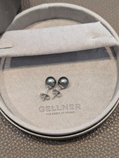 Gellner Ohrstecker 750 Weissgold Tahiti Perle dunkelgrau 8,1mm mit Box