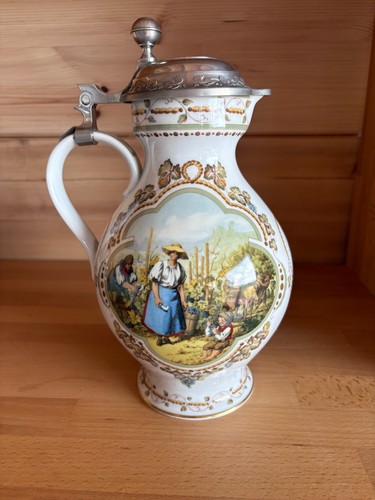 Weinkrug mit zinndeckel von - weinkrug,
