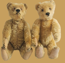 Paar / 2Stk. STEIFF Original Teddy / Teddybären mit Vorkriegs - Knopf, 21 cm