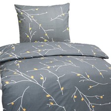 Hochwertige Baumwolle Bettwäsche Blumen Weiß Grau 135x200 80x80cm