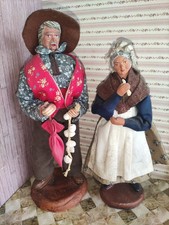 2 x J.P. MARINACCI GREOUX Vintage Ton-Puppen, handgefertigt, 26 + 23 cm groß