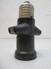 Antike Bakelit Verlängerung Fassung E27 mit Doppelverteiler Lampenfassung 