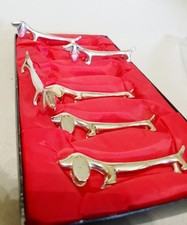 Messerbänke Hunde Dackel 6x Stück Silver Collection Besteckablage Versilbert neu