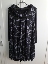 Turbulence, Kleid, Lagenlook, Ärmlellos, Schwarz,Grau,Rosenmuster,  XL, 