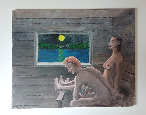 Saunabild acryl auf dem - saunabild,,